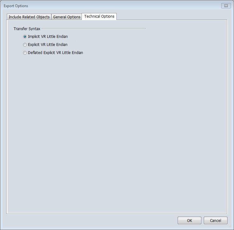 Varian Eclipse Export Dialog